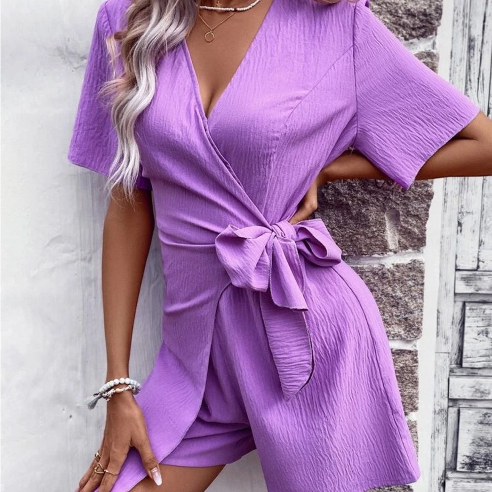 SHEIN Purple Wrap Jumpsuit